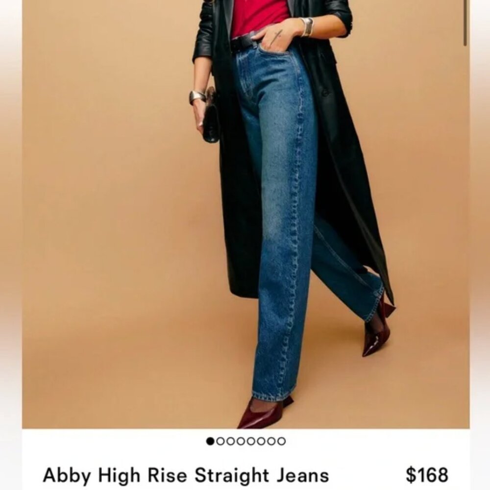 Reformation Jeans 25 Womens Abby High Rise Straight Rinsed Vintage Denim